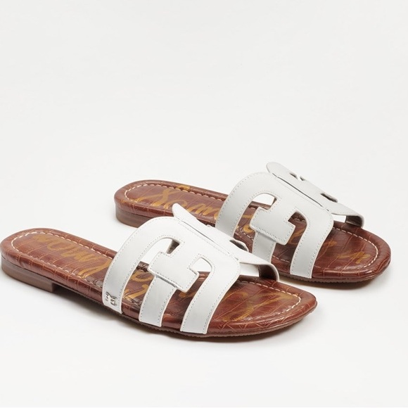 Sam Edelman Bay Slide Sandal in Bright White Leather, Size 8.5 - Picture 1 of 9